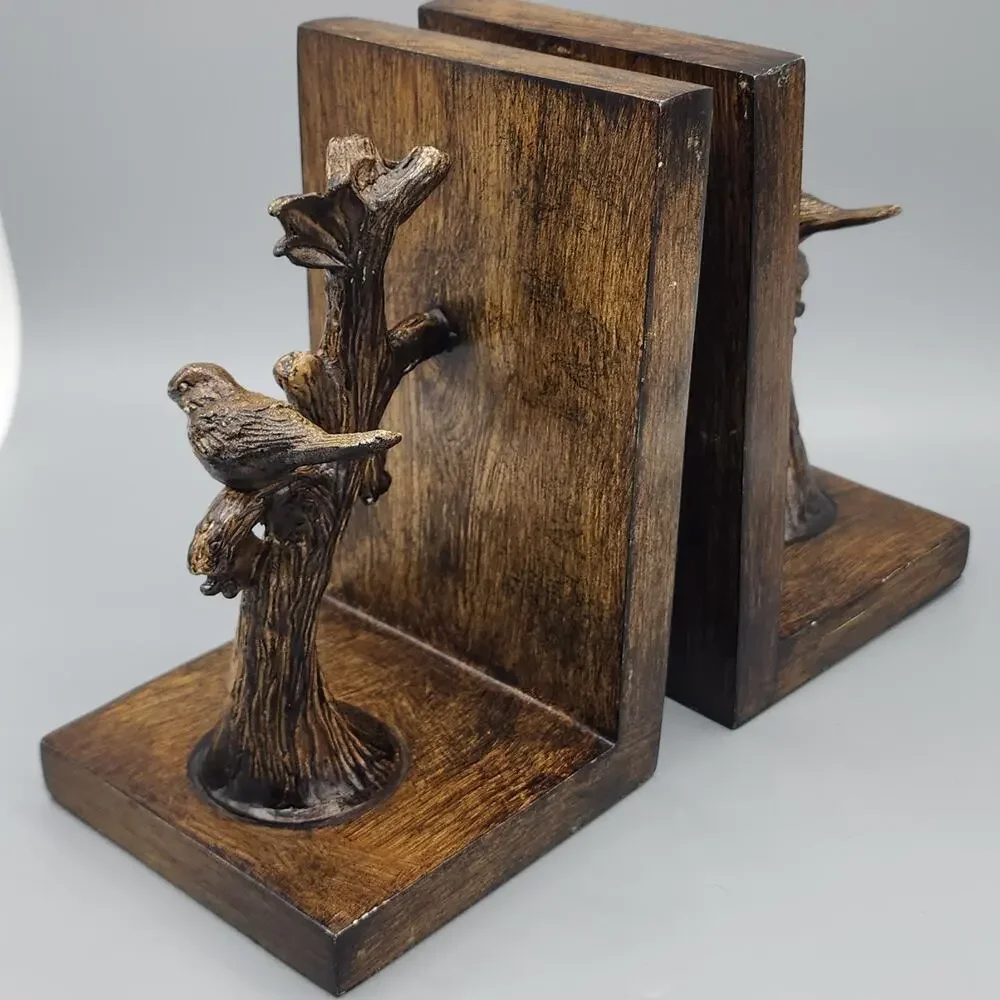 Birds on Branch Bookends - Resin Unique & Sturdy 7
